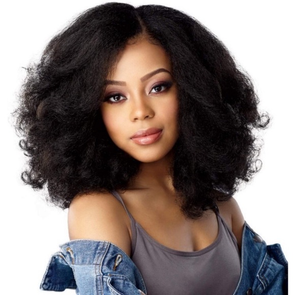 BLACK KINKY NATURAL LOOKING Lace Front Kinky Wig